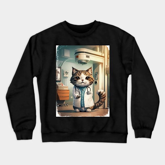 Cute radiologist cat Crewneck Sweatshirt by Spaceboyishere